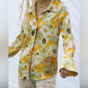 CIDER Floral Long Sleeve Women Small Top